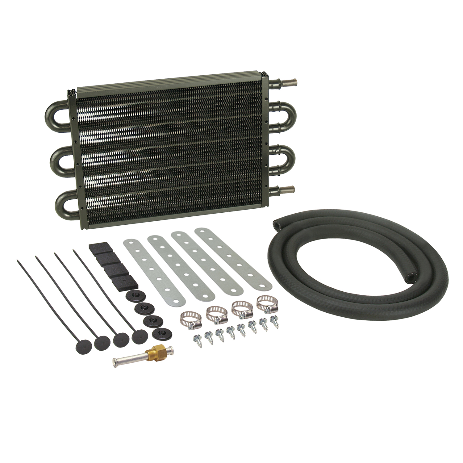 Derale 13309 4-Pass 8 Series 7000 Transmission Cooler – Copper/Aluminum, -6AN, Black