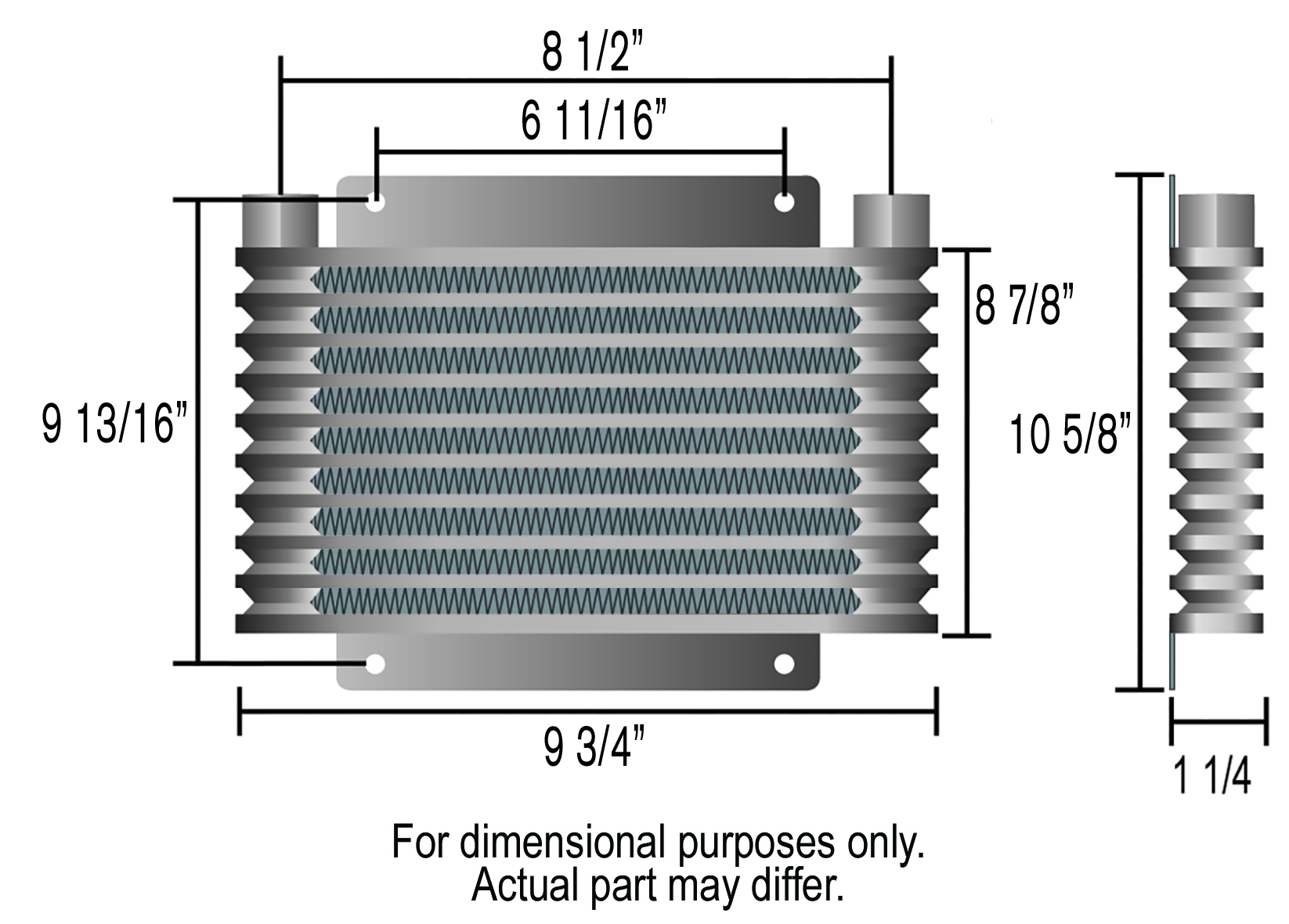 thumbnail image 2 of Derale 13614 Series 9000 Plate & Fin Transmission Oil Cooler - 1/2" NPT Ports, With Installation Kit 2 of 9